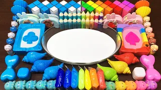 RELAXING WITH BLUE VS RAINBOW SLIME ! Mixing MAKEUP, CLAY & Glitter into GLOSSY Slime !!!