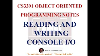 READING AND WRITING CONSOLE IN JAVA NOTES CS3391 OBJECT ORIENTED PROGRAMMING NOTES