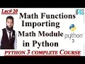 Python Tutorial in Urdu Hindi Math Functions in Python and Importing Math Module in Python