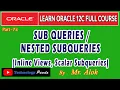 Oracle Tutorials Nested Subqueries Inline View Scalar subqueries by Mr Alok