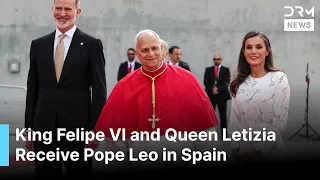 grand welcome pope leo arrives in madrid received by king felipe vi and queen letizia ak1g