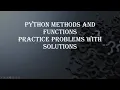 Practice problem Solutions Python List methods and function Python Tutorials with practice problem