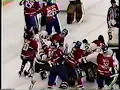 Kent Carlson vs Paul Holmgren Minnesota North Stars vs Montreal Canadiens Bench Clearing Brawl