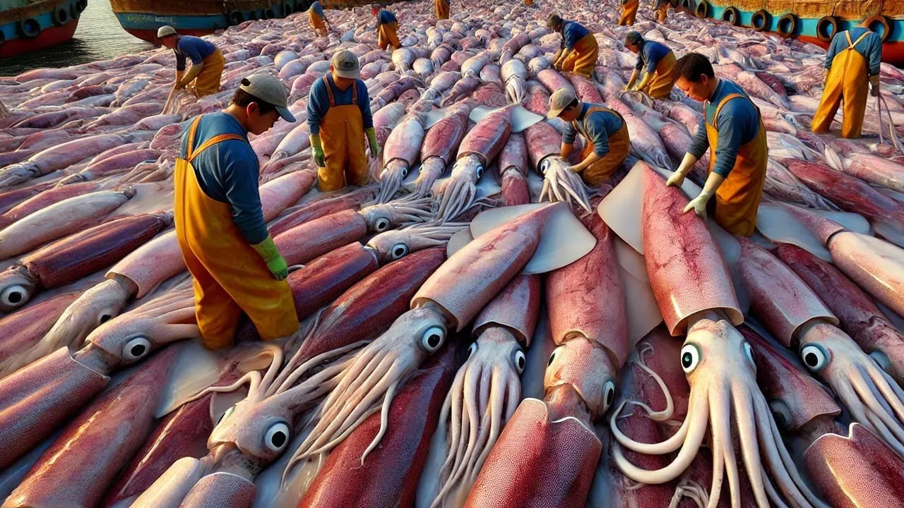Outline Video Japanese Fishermen Use Robots To Catch And Process Billions Of Squid And Tuna