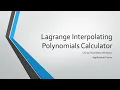 Visual Basic Lagrange Interpolating Polynomial Calculator
