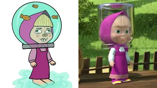 Masha And The Bear Funny Version Jam Day Funny Cartoon Drawing Meme 