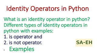 Identity operators in python is operator is not operator CBSE Identity operators with examples