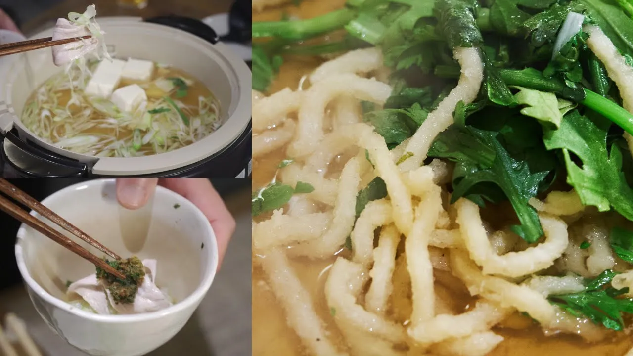 鶏しゃぶと揚げうどん