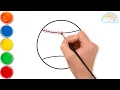 How to draw and color a BASEBALL for kids EASY and STEP BY STEP