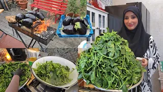 أكلة باذنجان 🍆 عالحطب 🪵🔥 خرافية و سبانغ و رز 😋