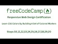 FREECODECAMP RESPONSIVE WEB DESIGN CERTIFICATION LEARN CSS COLORS BY BUILDING CM - STEPS 10 TO 20