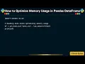 How to Optimize Memory Usage in Pandas DataFrame