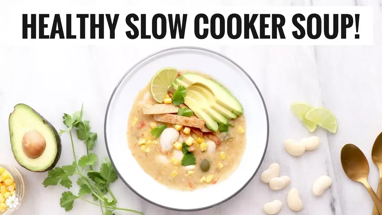 Slow Cooker Creamy White Lima Bean Tortilla Soup   Quick & Healthy Recipe   Healthy Grocery Girl