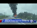 Syracuse-bound coach bus catches fire on I-81 in Binghamton