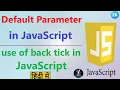 Default Parameters in Function Function in JavaScript JavaScript Tutorial in Hindi