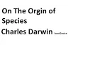 On The Orgin Of Secies by Charles Darwin book Part 1