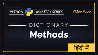 Python DICTIONARY METHODS in Hindi Simple Explanation Python Tutorial for Beginners
