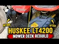 Huskee LT4200 Mower Deck Rebuild Replacing Spindles Pulleys and Idler Bracket