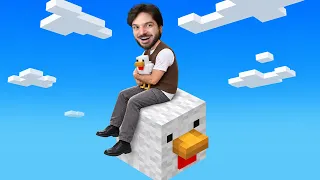 SOBREVIVENDO NO MINECRAFT APENAS COM UM BLOCO DE... GALINHA???