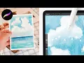 let s paint a quick watercolor ocean landscape in procreate EASY procreate watercolor tutorial