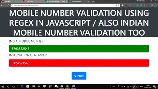 Phone Number Validation in JavaScript using Regular Expression Mobile Number Regex Validation