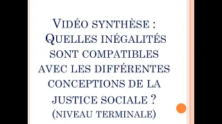 SES - Vidéo synthèse du chapitre "Inégalités et justice sociale" (Terminale)