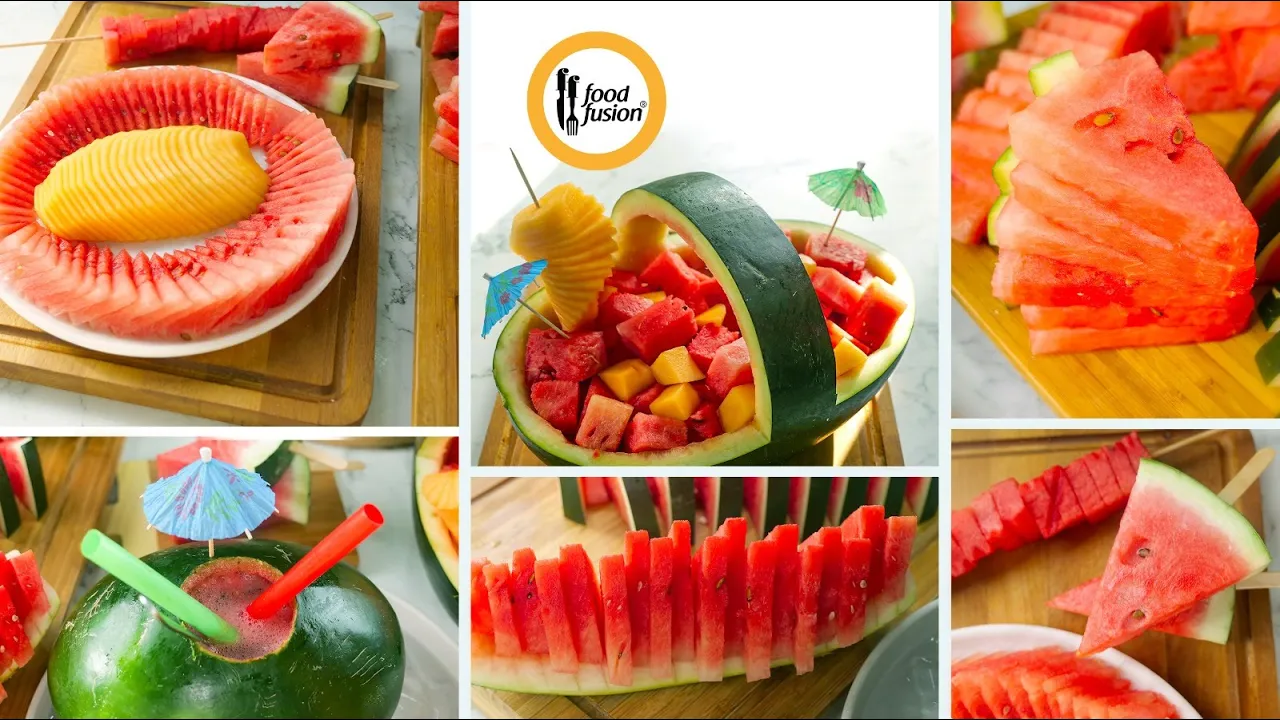 How to Cut a Watermelon - 10 Easy & Artistic Ways  By Food Fusion