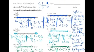 Absolute Value Inequalities - Algebra 1 Kuta Worksheet Series