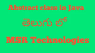 Abstract Class in Java with example in telugu