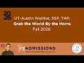 UT-Austin Waitlist SSP TAP Grab the World By the Horns Fall 2026
