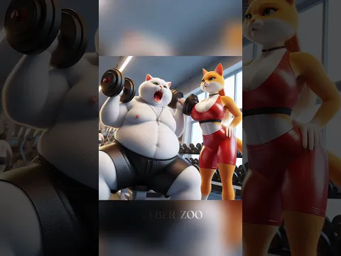 A fat cat transformation with his girlfriend 💪 #shorts #dog #cat #ai #gym