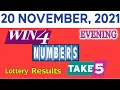 TAKE5 WIN4 NUMBERS EVENING Lottery drawing for November 20 2021