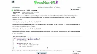 Java Practice It Exercise 14 11 reorder Collections and stacks queues