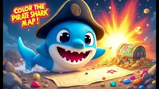 Baby Shark Pirate Treasure Hunt Colouring Map for Kids