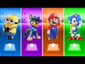 Download Lagu Minions vs Paw Patrol vs Mario vs Sonic Prime in Tiles Hop EDM Rush🎶