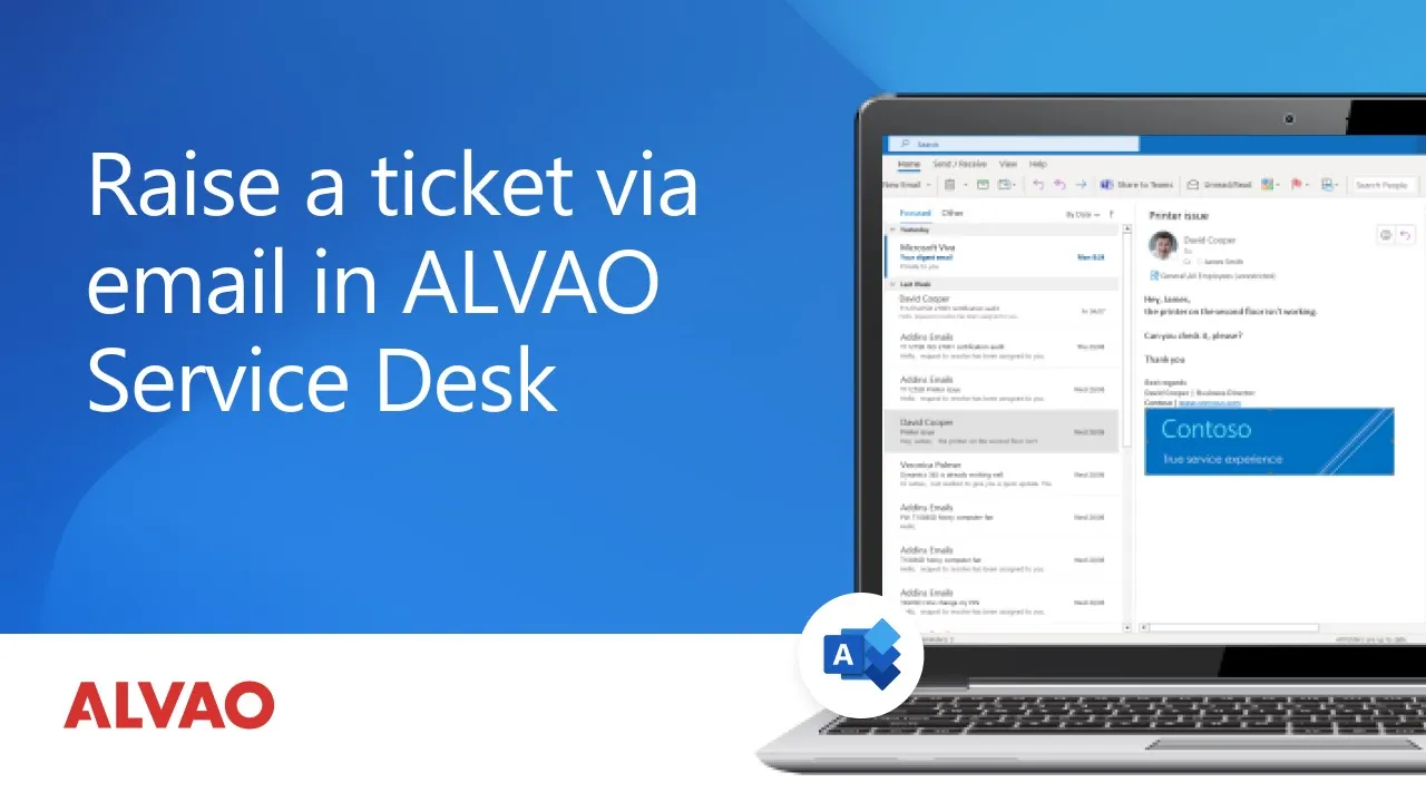 Raise a request via email in ALVAO Service Desk