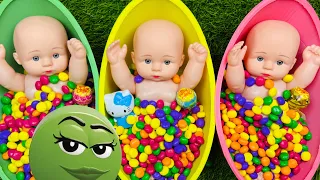 3 Minutes Satisfying Video | Mixing Funny Candy ASMR & Make Up in 3 Bathtubs with Magic M&M's Slime