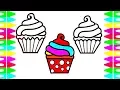 FUN Coloring Pages for Kids-CUPCAKES with ICING-Art Colors for Children Toddlers and Babies