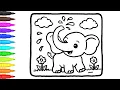 Baby Elephant Coloring Page Drawing Painting and Coloring For Kids and Toddlers - Elephant Drawing