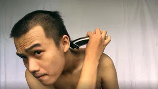 buzz cut bleached hair