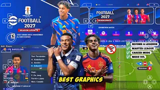 efootball pes 2026 ppsspp android offline full update ucl u0026 league kits 26 27 season 4k graphics