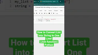 How to Convert List to String in One Line in Python
