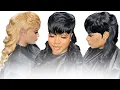 SLAY THIS Mullet Quick weave Tutorial WITH Beauty Supply Mullet Haircut CURLY MULLET