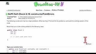 Java Practice It Self-Check 8 18 constructorPointErrors classes constructors errors point