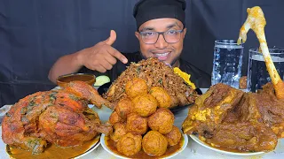 FULL MUTTON LEG PIECE CURRY, FULL CHICKEN CURRY, CHICKEN KUFTA CURRY AND INDONESIAN NASI GORENG RICE