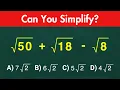 Square root of 50 Square root of 18 - Square root of 8 Basic Algebra