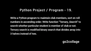 EP 19 Language Python Program Project I go2collage