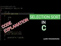 Selection Sort in C Algorithm with code in Hindi Data Structure