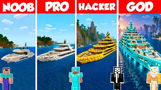Yacht Build Battle Challenge - Noob vs Pro vs Hacker vs God - Minecraft Animation