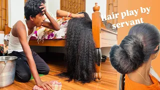 Unexpected Hair Fall On Servant Face Long Hair Play By Male Servant Don T Miss Gyz It S Nice 